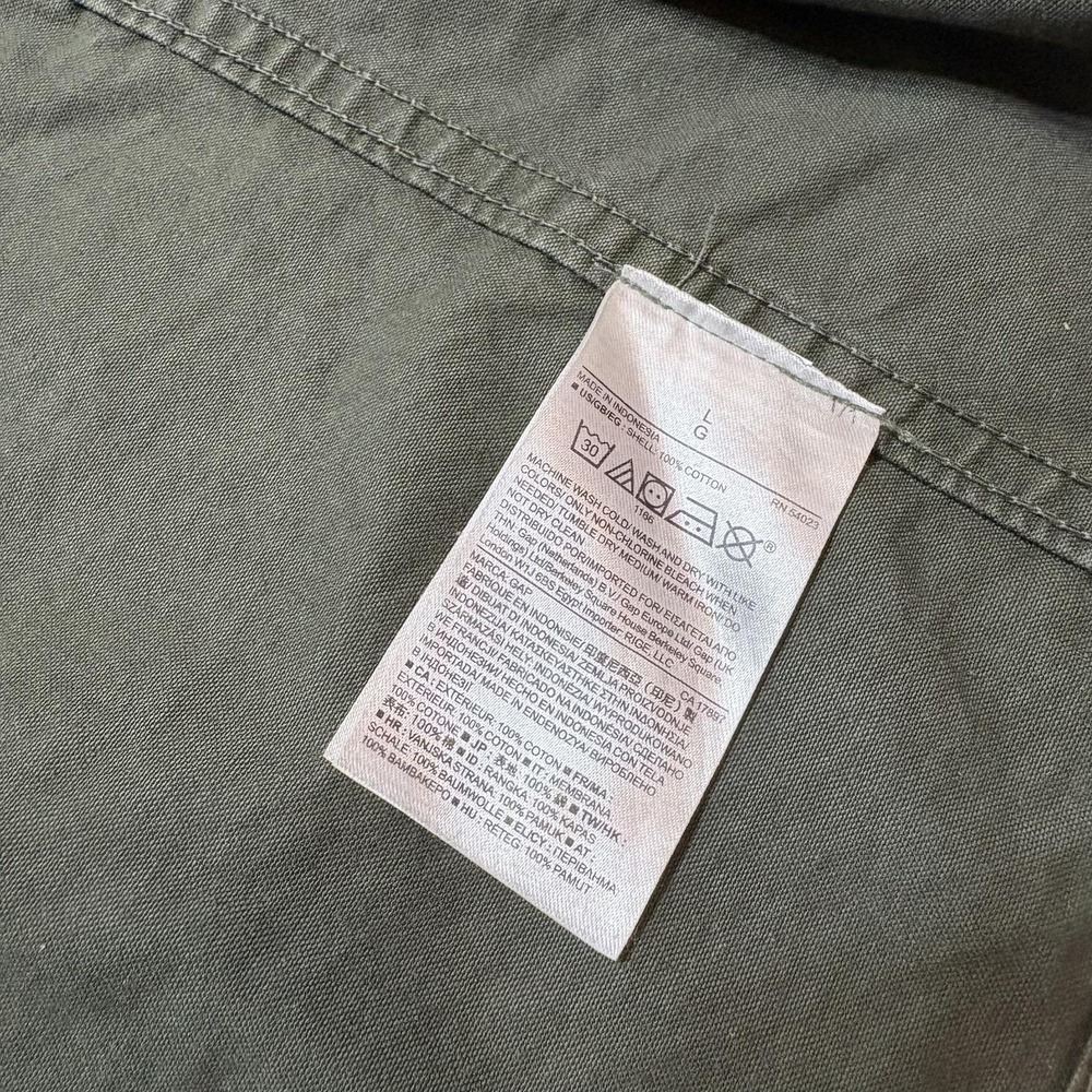 Gap Military Jacket Mens Large Green Fatigue Field Utility Hooded Canvas M-65 - Picture 15 of 16